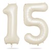 Biapian 40 Inch Cream Number 15 Balloon, 15th Birthday Balloons, Big Digital 15 or 51 Beige White Giant 15 Foil Balloon Helium for 51st 15th Birthday Decorations Anniversary Baby Shower Party Supplies
