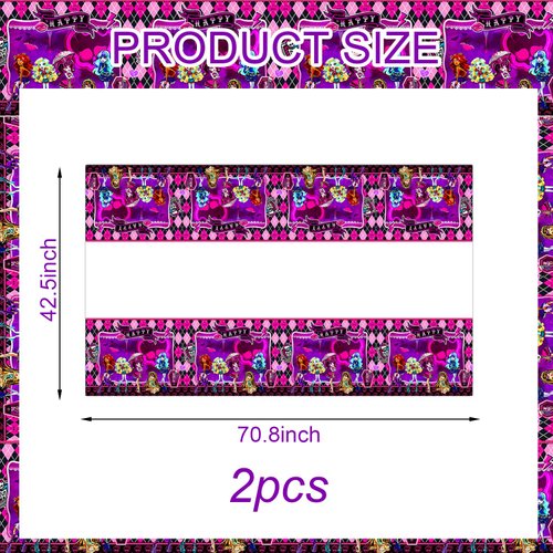 We1Fit 2Pcs Monster-High School Tablecloth Disposable Tablecover Birthday Party Supplies and Decorations for Kids Baby Shower Rectangle Tables 70"X42"