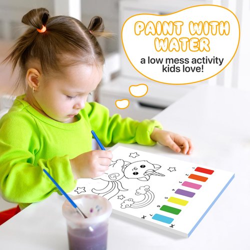 Paint with Water Coloring Books for Kids,Princess Art Craft Kit No Mess Water Color Painting Sets for Kids Ages 4-8,Birthday Gifts Travel Toy Crafts Supplies Kits for Girls Boys Drawing with 2 Brushes