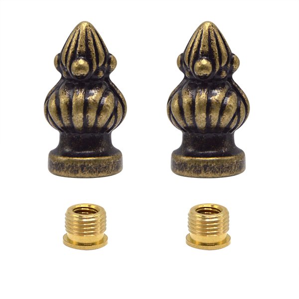 ECUDIS 1-3/8 Inches Lamp Finial Cap Knob Lamp Decoration for Lamp Shade (Antique Brass, Pack of 2)