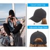 SEGO Baseball Cap with Hair Extensions for Women Adjustable Hat with Hair Attached Synthetic Long Wavy Wig with Black Hat Stylable for Pigtail Ponytail 16 Inch Light Brown 290g