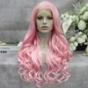IMSTYLE Pink Lace Front Wigs Long Wavy Synthetic Wig for Women Natural Hairline Mera Cosplay Party Halloween Heat Resistant Hair 26inch