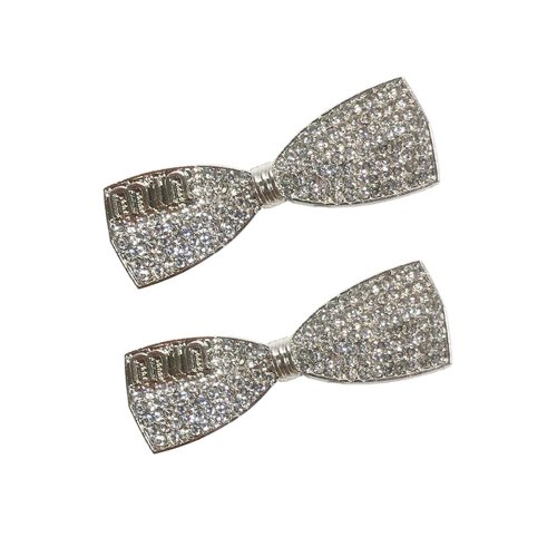 CAIHE 2pcs Glitter Rhinestone Crystal Snap Hair Bow Clips Metal Alligator Duckbill Bangs Hair Barrettes Clips Hair Pins for Women Girls Hair Accessories Gifts for Christmas Wedding Party