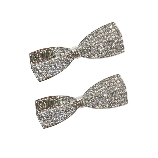 CAIHE 2pcs Glitter Rhinestone Crystal Snap Hair Bow Clips Metal Alligator Duckbill Bangs Hair Barrettes Clips Hair Pins for Women Girls Hair Accessories Gifts for Christmas Wedding Party