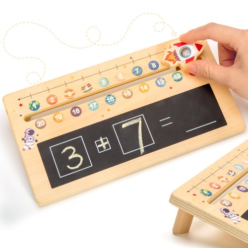 Woodtoe Wooden Number Line Board, Math Learning Toys for Kids 3 Year Old, Math Manipulatives Homeschool Supplies Math Game, Montessori Toys for 3 4 5 6 Years Boys Girls Kindergarten Classroom