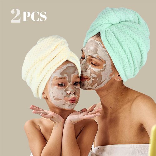 MaopaoBeauty Hair Towel Wrap for Women Super Absorbent Hair Towel Wrap for All Hair Long&Thick Hairs Turban Head Wrap with Pineapple Plaid Design(Beige&Green)