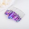Teyglen Raw Crystal Quartz Hair Comb Clear Crystal Hair Side Comb Mermaid Rhinestone Hair Comb Sun Moon Goddess Headpiece Decorative Hair Accessories for Women Girls (Purple)