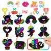 Leesgel Kids Valentine Crafts Art Kit, Cute Hearts and Love Letters Ornament Valentine Scrath Art Paper, Double Side Scrawl Design Scrath Off Cards for Classroom Activity Wedding Handicraft Projects