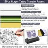 Tattoo Practice Skin with Transfer Paper - 32PCS Tattoo Fake Skin and Stencil Paper Kit Includes 12PCS Double Side Skin and 20PCS Tattoo Transfer Paper for Beginners & Experienced Artists…