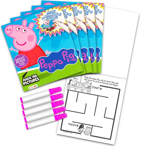 Peppa Pig Imagine Ink Coloring Book Set for Girls Boys - 12 Pack No Mess Coloring Books with Stickers, More (Peppa Pig Party Supplies)