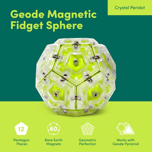 Speks Geode Sphere Magnetic Fidget Toy for Adults | Quiet Adult Sensory Toy for Stress Relief & Anxiety, Office Desk Toy & Top Gadget Gift Idea | Peridot, 12-Piece Set