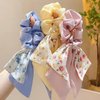 Likeggoad 5 Pcs Bow Elastic Hair Ties,Ribbon Hair Scrunchies,Mixed Floral Bowknot Hair Ties,Elegant Hair Scarf Scrunchies Short Ribbon Ponytail Holders for Women/Girls
