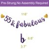 55 & Fabulous Banner, Purple Glitter Paper Banner Sign Garlands,55th Birthday/Anniversary Party Decorations Supplies,Letters Purple,SUNbetterland