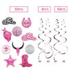 Western Cowgirl Party Hanging Decorations,Disco Cowgirl Birthday Party Decorations Hot Pink Happy Birthday Banner Disco Cowgirl Hanging Swirls Bachelorette Party Decor Supplies