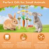 Jorewood Rabbit Chew Toys Bunny Cage Hanging Toy and Treats Rattan Ring with Snacks for Rodent Pets Teeth Healthy
