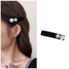 Iaceble Black Velvet Snap Clip Hairclip Pearl Crystal Side Hairclip French Black Hair Barrette Clip Velvet Bar Hair Clips Headwear Decorative Hair Accessories for Women and Girls Headdress