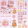 Lajeje Cat Tea Party Set for Little Girls - 49pcs Pretend Play Toy, Birthday Gift for Toddlers Ages 3 4 5 6 Year Old, Includes Kitten Tin Tea Set, Desserts, and Carrying Case, Cat Design