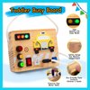ZIESFOCE Montessori Toys Wooden Busy Board with LED Light Switch for 3+ Year Old Baby and Toddler