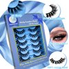 7 Pairs False Eyelashes Wispy Lashes Mink Fluffy Lashes Cat Eye Lashes Strip lashes Pack 6D Fake Eyelashes Wispy False Lashes by FOINEMYED
