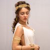 WILLBOND 15 Pieces Greek Costume Bracelet, Golden Leaves Bridal Crown Headband, Pearl Earrings and Hair Pins (Classic Style)
