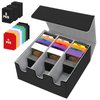 QLOUNI Card Storage Box for Trading Cards, 2100+ Card Deck Case with PU Leather and Magnetic Closure, TCG Storage Box, Suitable for MTG, YuGiOh, and Sports Cards, Includes 8 Card Dividers