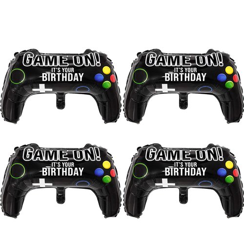 4 Packs Video Game Party Balloon Gamer Balloons 23.6 x 15.7 Inch Game on Balloons Video Game Controller Aluminum Foil Balloon for Gaming Birthday Party Decoration