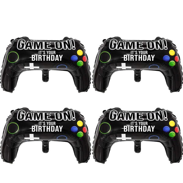 4 Packs Video Game Party Balloon Gamer Balloons 23.6 x 15.7 Inch Game on Balloons Video Game Controller Aluminum Foil Balloon for Gaming Birthday Party Decoration