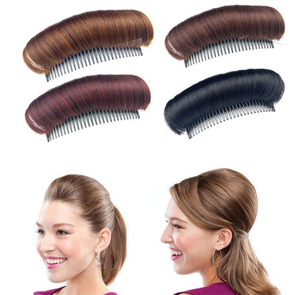 4Pcs Hair Bun Invisible False Hair Clip Bump It Up Volume Hair Base Fluffy Hair Pad Styling Insert Tool Volume Increased Pads Hair Accessories for Women Girls Hairstyles DIY Design (4 Colours)