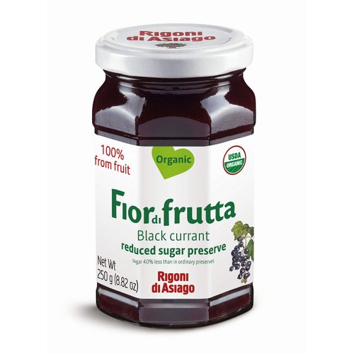 Rigoni Di Asiago Fiordifrutta Organic Fruit Spread, Black Currant, 8.82 Ounce