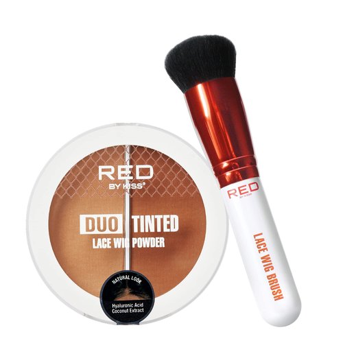 RED by Kiss Lace Wig Brush and Lace Wig Tinted Powder Set (Duo-Light Set)