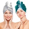 Chloven Satin Microfiber Hair Towel Wrap for Women - 2 Pack Anti Frizz Hair Turbans for Wet Hair,Super Absorbent &Lightweight Hair Wrap Towels Hair Drying Towel for Curly Long Hair with Button