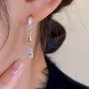 Sttiafay Vintage Crystal Teardrop Earrings Long Linear Rhinestone Earrings Gold Crystal Stud Earrings Sparkly Cz Bridal Earrings Jewelry for Women