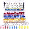 Glarks 360pcs 22-16/16-14/12-10 Gauge Mixed Quick Disconnect Electrical Insulated M4 / 5/6 / 8 Ring Crimp Terminals Connectors Assortment Kit