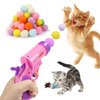 Mewlmart Cat Toys Interactive for Indoor Cats Kitty Toys Cat Toys for Indoor Cats Pom Pom Balls for Cat Ball Toy Plush Ball Launcher for Cats 30 Balls Cat Enrichment Toys (Pink New)