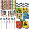 Monster Truck Party Favors Set 72 PCS Truck Theme Slap Bracelets Keychains Tattoo Stickers DIY Stickers Drinking Straws Party Gift Bags for Kids Boys Birthday Party Supplies