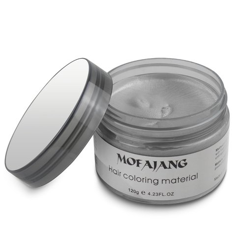 SOVONCARE Gray Temporary Hair Wax Color, Professional Styling Pomades Natural Hairstyle Clay for Men & Women Christmas Cosplay Date 4.23 oz (Sliver Gray)