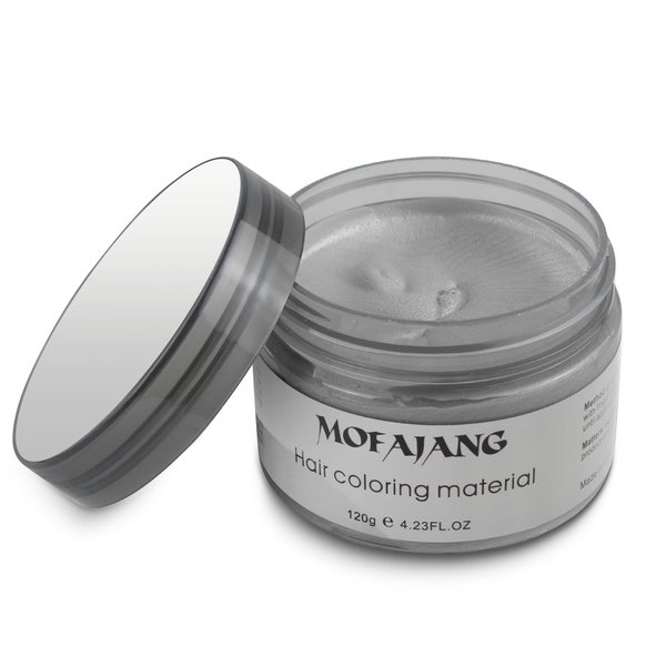 SOVONCARE Gray Temporary Hair Wax Color, Professional Styling Pomades Natural Hairstyle Clay for Men & Women Christmas Cosplay Date 4.23 oz (Sliver Gray)