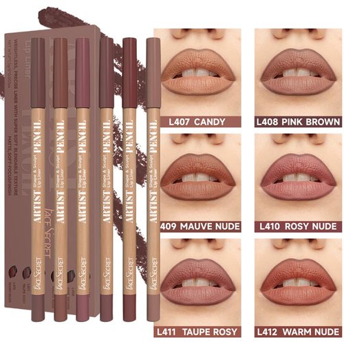 6pcs Nude Lip Liner Makeup Set - Waterproof & Smudge-Proof Matte Pencil, Long-Lasting & Durable, Smooth & Easy Glide, Non-Smudge, Contouring, Filling & Layering (Brown Set, 6 Count (Pack of 1))