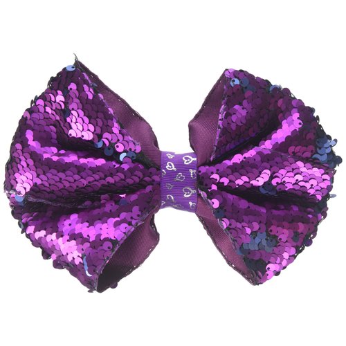 JoJo Siwa Ponytail Holder Bow, Purple Reversible Sequin, 1 Count