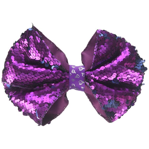 JoJo Siwa Ponytail Holder Bow, Purple Reversible Sequin, 1 Count