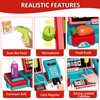 HYES Kids Cash Register Toy Playset with Real Calculator, Toddler Pretend Play Store incl Scanner/Credit Card/Play Money/Conveyor/Food Toys, Learning Toys Gifts for Boys Ages 4-8 8-12, Red