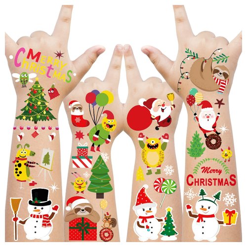 Cerlaza 60 Styles Christmas Tattoo Stickers Christmas Stocking Stuffers,Christmas Temporary Tattoos for Kids Bag Fillers, Christmas Party Decorations Supplies Favors for Toddlers-6 Sheets