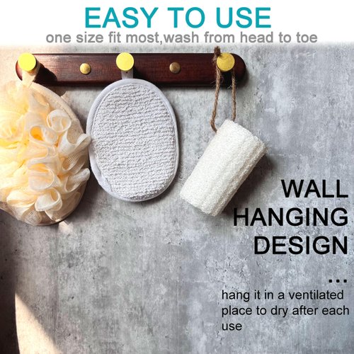 6 pcs/Set 4.3"×5.7" Natural Exfoliating Face Body Pad Loofah Sponge Facial Brush - Shower Scrubber - Body Bath Spa for Men & Women, Renewable Resource - Pack of 6