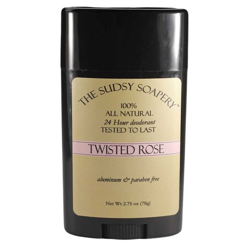 SUDSY SOAPERY NATURAL TWISTED ROSE STICK DEODORANT, ALUMINUM AND PARABEN FREE, 2.75 OZ (78G)