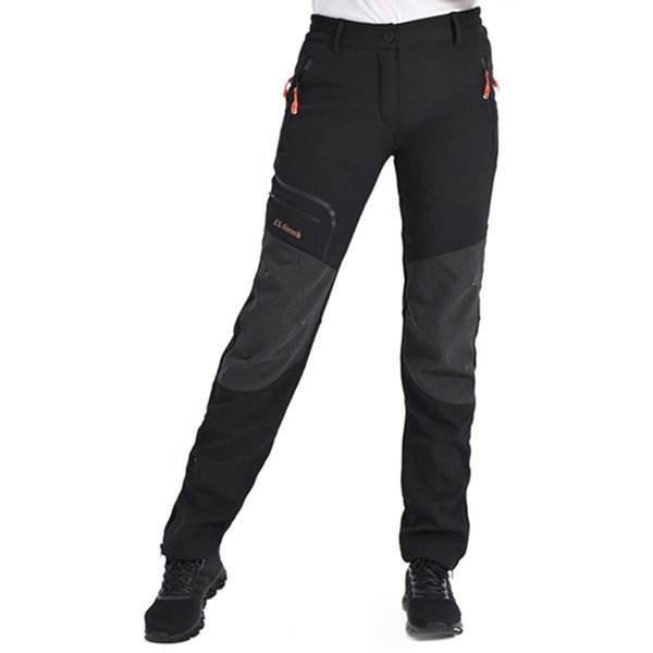 Postropaky Womens Outdoor Snow Ski Pants Waterproof Hiking Insulated Softshell Pants Snowboard Zipper Bottom Leg(Black6R)