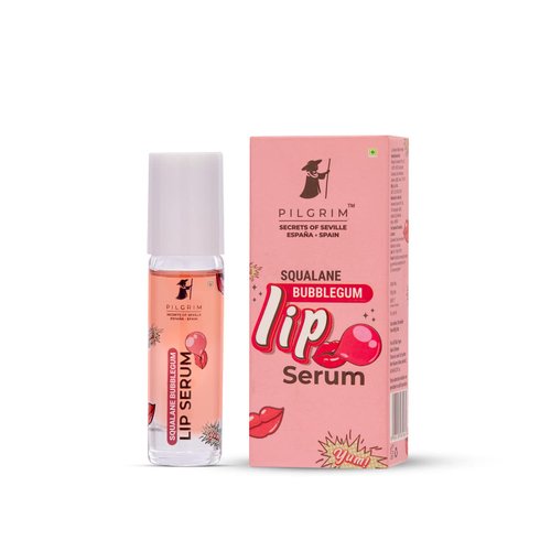 Pilgrim Squalane Bubblegum Lip Serum | Lip Plumping & Hydrating Serum with Shea Butter & Pomegranate Extract | Repairs Dry, Chapped Lips | Reveals Glossy & Kissable Lips | 0.20 Fl Oz (6ml)