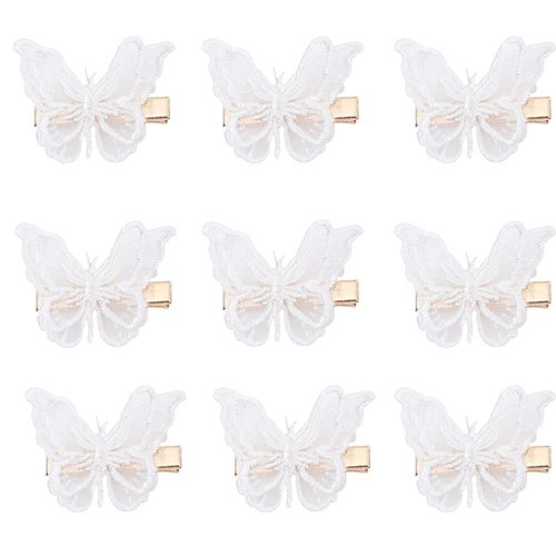 10PCS Butterfly Hair Clip Lace Butterfly Hairpins Hair Accessories for Women Girls (White)