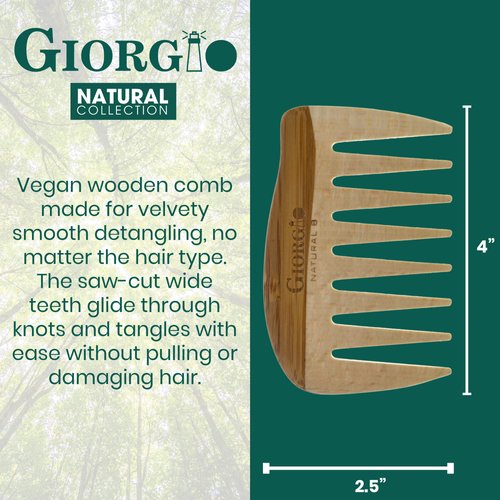 Giorgio GIONAT8 Small Natural Wooden Comb Hair Detangler Wide Tooth Comb for Curly Hair, Bamboo and Beechwood Hair Combs for Thick Hair, Organic Wooden Hair Comb Perfect for Use with Long Thick Hair