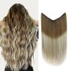 Marat Wire Hair Extensions 12 inch 70g Walnut Brown to Ash Brown and Bleach Blonde Remy Human Hair Extensions with Fish Line Invisible Wire Hair Extensions Real Human Hair Hair Extensions