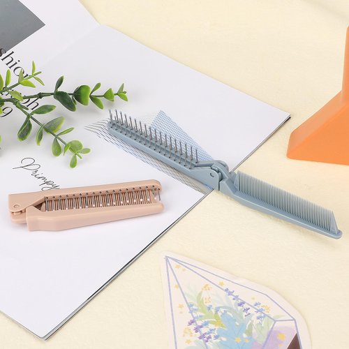 Travel Comb for Women, 2 PCS Double Headed Foldable Pocket Comb Mini Compact Collapsible Hair Brush Portable Anti-Static Small Comb for All Hair Types, Hairdressing Brush for Gym, Car, Purse, Office